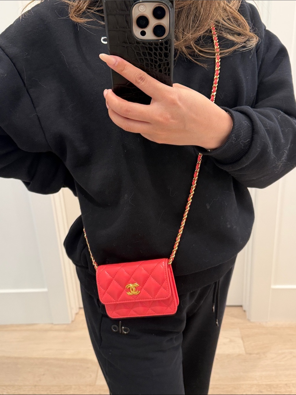 CHANEL Red Pink Quilted Mini Gold Chain Crossbody - Picture 15 of 15